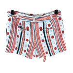 Loft Ann Taylor  Womens Shorts Striped Geometric Belted Pockets Blue Red 2P Photo 1