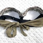 Venus Black Bikini Top C Padded Olive Green Tie Bow Back Strapless Animal Print Fits about a 34C Photo 4