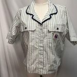 Obey  Serena Striped Utility Shirt Womens Medium Cotton Casual Preppy summer Photo 2