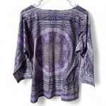 Chico's Medallion Print 3/4 Sleeve Purple Top Bedazzled Boho Lavender Chic Photo 3