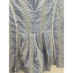 Gap ‎ Women's Blue Eyelet Lace Split-Neck Blouse Size S Long Sleeve Photo 1