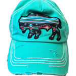 KBETHOS Vintage Buffalo Patch Distressed Hat Teal Adjustable 100% Cotton Adult Blue Photo 0