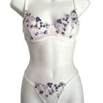SheIn Floral Embroidered White Underwire Bra Medium Lilac Purple Photo 1
