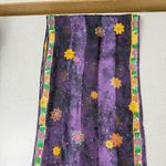 Laurel Burch Silk Scarf Purple Multi Floral Sheep Art Rectangle 11X53 Photo 1