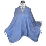 Chico's  Denim Blue Lace Up Fringe Knit Poncho OS Photo 2
