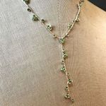 Silver tone green rhinestone Y necklace Photo 1