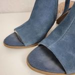 Franco Sarto Harlet Womens Sandals Sz 7.5 Blue Suede Leather Peep Toe Block Heel Photo 48