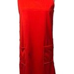 Vintage SEARS 1970 jumper dress with pockets and buttons downside in red size 12 Photo 0