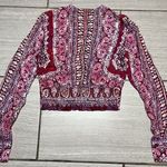 Free People  Wild and Free Boho Paisley Long Sleeve Smocked Top Size XS Photo 3