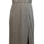 R & M Richards Sparkly Halter Long Column Evening Gown Gold Size 6 Formal Dress Photo 0