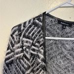 Relativity  XL Black White Fuzzy Open Front Cardigan Textured Sweater Jacket Photo 6