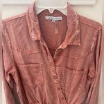 Young Fabulous and Broke Shirt Dress M Pink Tie Ruched Asymmetrical Western Grunge Photo 4
