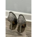 Michael Kors  ELLA PEEP Toe Black White‎ Silver Studded Leather Heel Shoe Sz 9 Photo 3