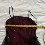 Vintage Red black goth formal prom dress mesh overlays, rhinestones and rosettes Size XXS Photo 7