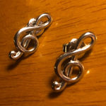 treble clef silver earrings Photo 0