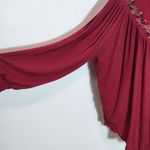 Chic Soul  Burgundy Embroidered Boho Blouse NWOT Size 1X Oxblood Embroidered Top Photo 3