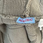 Acrobat 100% Cotton Oversized Zip Front Hooded Cable Knit Poncho Size XS… Tan Photo 11