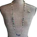 Beaded Necklace Earrings Set Glass Crystals Pearls Formal Elegant Statement Gift White Photo 4