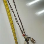 Silpada  sterling silver long necklace with genuine leather cord, and multi charm Photo 6