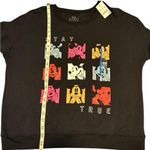 Disney  Women’s Black Mickey Mouse Wide Neck Pullover Sweatshirt Large NWT Photo 3