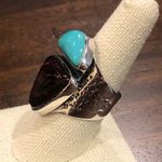 Krass&co JAY KING Desert Rose Trading Turquoise Amber Sterling Silver Ring 8-3/4 Photo 7