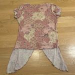 City Streets Y2K Pink Floral Patchwork Lettuce Hem Asymmetrical Top Size Medium Photo 1