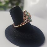 Emerald Green Zirconia Heart Shaped Ring Gold Plated Adjustable New Pink Photo 1