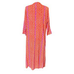 Natalie Martin  Isobel Orange Pink Zip Zag Maxi Dress Rayon 3/4 Sleeve Medium Photo 5