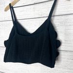 ZARA  Black Crochet Ruffled Rosette Sleeveless Sweater Knit Crop Top Size Large Photo 5