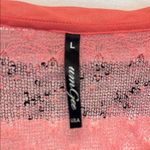 Umgee Striped Gauze V-neck Poncho Tunic Pullover pink black stripes sheer Large Photo 3