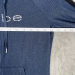 Bebe  Rhinestone Logo Zip Hoodie Women’s Small Dark Blue Y2K 2000 Retro Lace Trim Photo 6