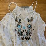 Kareena Embroidered Floral Tassel Boho Chic Coastal Cowgirl Polka Dot Tunic L White Size L Photo 1