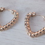 Vintage Earrings Twisted Heart Shape Hoop Photo 0