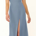 Azazie  Slate Blue Cross-Neck Maxi Dress Photo 0
