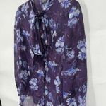 Jay Godfrey Blouse Women 0 Purple Floral Tie Neck Top Sheer Formal MSRP:$248 Photo 9