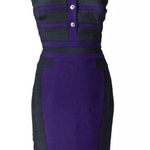 Karen Millen Purple Striped Shirt Knee Length Luxury Business Dress Size 4 Photo 1
