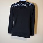 VTG Anne Klein II Black Knit Sweater Top Mock Neck Lattice Cutout Small Petite Photo 2