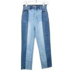 PacSun  | High Rise Straight Leg Two Panel Patchwork Striped Denim Jeans Sz. 25 Photo 2