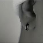 Sterling Silver NIB -  925 Black & Silver Huggie Hoop Earrings. Photo 7