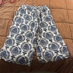 Blue and White Damask Print Patterned Straight Leg Pants Size 16 Photo 7
