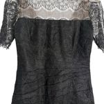 Tracy Reese Black Eyelash Lace Short Sleeve Cocktail Sheath Dress Size 8 Photo 4
