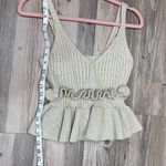 Boutique cream off white boho Ruffle Sweater Tank Top size small Photo 4