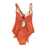 Kona Sol  Ribbed Ring Front One Piece Swimsuit Cinnamon Orange Small NWT Photo 3