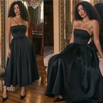 House Of CB  contessa Black Strapless Satin Corset Midi‎ Dress NWOT Size XS Photo 1