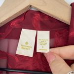 Victoria's Secret Vintage 80s Victoria Secret Red Pajama Set Small Sheer Metallic Floral Jacquard Photo 9