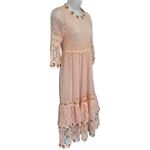 Maje Blush Pink Roso Gold Grommet Lace Tiered Half Sleeve Midi Dress size 1 / S Photo 4