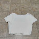 Babaton  Ribbed Square Neck Crop Top White Short Sleeve Minimalist Size L Photo 3