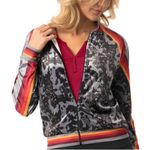 Lucky in Love Colorful Print Striped Tennis Jacket Women’s Size Med (8 Photo 0