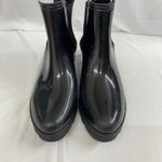 Capelli New York women's black glossy rubber ankle rain boots stretch slip on 11 Photo 1