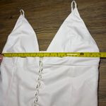 Joyfolie Ivory Faux Leather Camisole Top S Braided Front Adjustable Straps White Photo 4